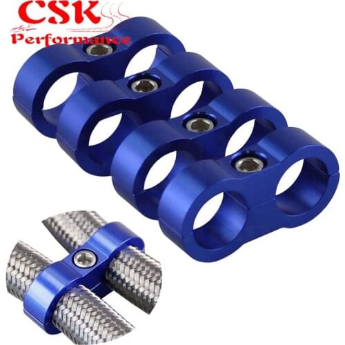4 pcs AN -10 AN10 19MM Braided Hose Separator Clamp Fitting Adapter Bracket BLue