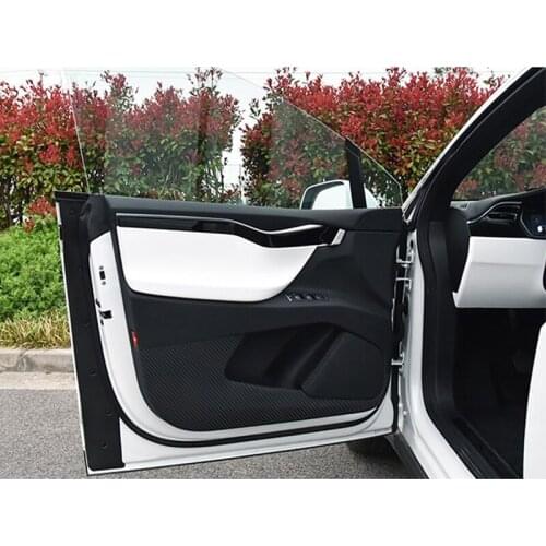 4pcs Car Door Interior Anti-kick Sticker for Tesla MODELX/S Model 3 Car Modified Carbon Fiber Protective Film Sticker Decoration