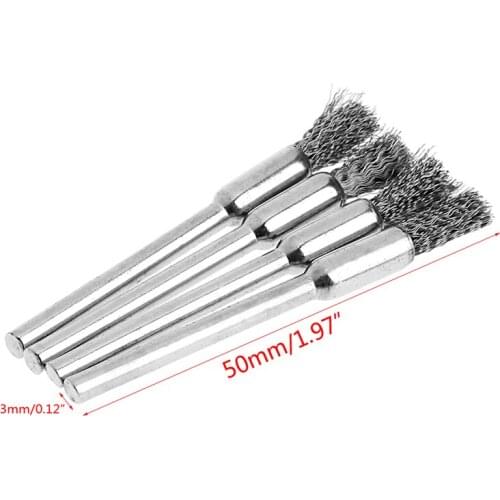 4Pcs 5mm Steel Wire Brushes Polishing Wheel Brush for Tools Mini Brushed Burr