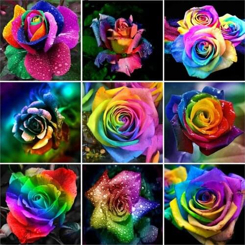 EverShine Full Drill Square Diamond Embroidery Rose 5D Diamond Painting Flower Mosaic Rhinestones Cross Stitch Handmade Gift
