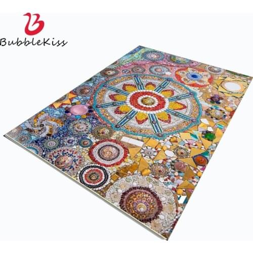 Bubble Kiss Ethnic Style Carpets for Home Living Room Colorful 3D Flower Pattern Bedroom Rug Home Non-Slip Thickened Floor Mat