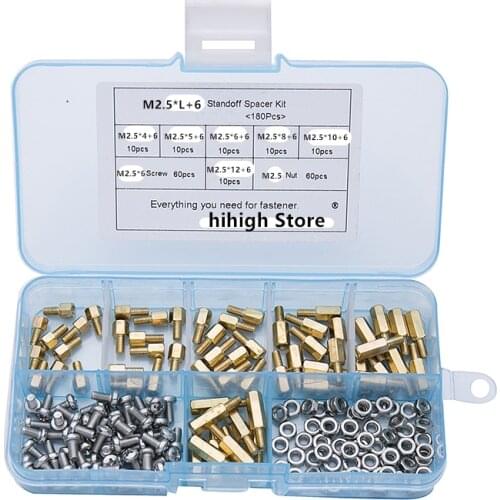 180pcs/set M2 M2.5 M3 Hex Head Brass Spacing Screws Threaded Pillar Pcb Computer Pc Motherboard Standoff Spacer Kit