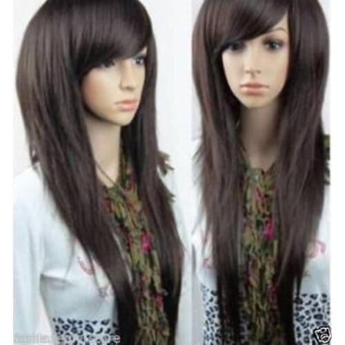 Hot heat resistant Party hair>>HOT SELL! NEW FASHION LONG BROWN WOMEN LADY WIG