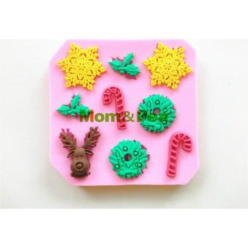 Mom&Pea 0478 Free Shipping Reindeer Shaped Silicone Mold Cake Decoration Fondant Cake 3D Mold
