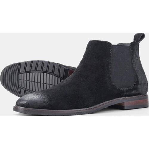 New Arrival Cow Suede Chelsea Boots Mens Business Low-cut Genuine Leather Fashion Boots 40-46 Size