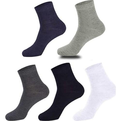 Five Pair Mens Socks Leisure Hiking Sports Poly-cotton Summer Socks Medium Tube Outdoor Running Basketball