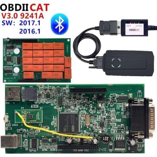 OBDIICAT WOW TCS PRO V3.0 PCB 9241 OBD2 For Cars / Trucks 3in1 OBD2 Diagnostic Tool 2017R3 With Keygen Bluetooth