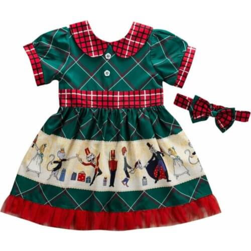 Pudcoco Dress Headband Outfits 2Pcs Toddler Kids Baby Girl Christmas Costumes Santa Claus Party Lace Tutu Short Sleeve Clothing