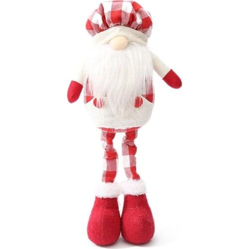 T84E Christmas Check Printed Gnome Desktop Ornaments Cute Elf Soft Doll Home Desk Craftwork Bedroom Decor Living Room Bedroom
