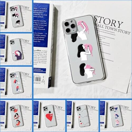 Funny Girl Cat Cartoon Silicone Transparent Back Cover For Apple iPhone se 2020 Soft For iPhone 11 12 Pro Max 12 Mini Phone Case