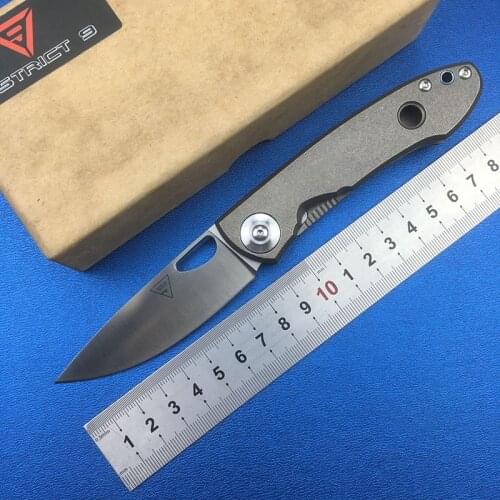 LEMIFSHE District 9 E190 Folding knife 14C28N blade titanium handle tactical Outdoor suvival camping Pocket knives EDC Tool