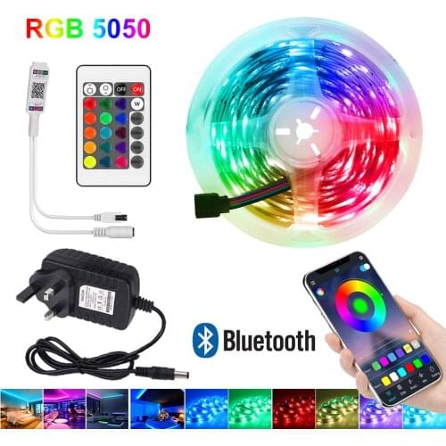 RGB LED Strip Light 5m 10m 15m 20m Bluetooth Flexible Ribbon Lamp DC12V SMD2835/5050 IR Remote Control Rope Tape Waterproof