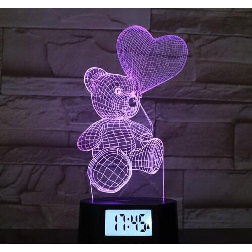 LED Lamp 3D Small Night Light Alarm Clock Base Colorful Gradual Tyrannosaurus Rex Desk Cartoon Mario Head D16