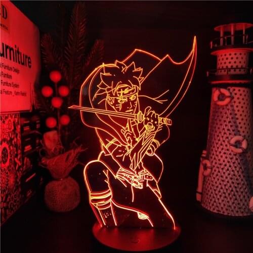Naruto 3D Uzumaki Boruto Night Light Naruto Son Anime Figure Lampara Led Kids Gift Kawaii Room Decor Lights Luminaria Neon Lampe