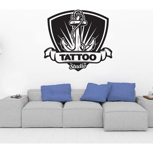 Tattoo Shop Salon Logo Wall Decal tattoo Art studio removeable Vinyl Sticker Window glass door mural Sticker room Decoration 848