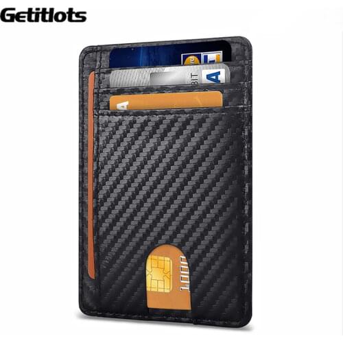 Slim RFID Blocking PU Leather Wallet Men Women Small Bank Travel Money Case Business Card Holder Front Packet Wallet Fashion Bag