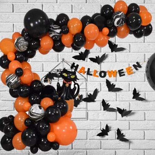 81Pcs/set Halloween Decorations Balloons Garland Kit Black Orange Latex Globos Balloon Arch for Halloween Party Decor Supplies