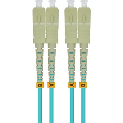 30 Meters SC-SC Indoor Armored Duplex 10 Gigabit 50/125 Multi-mode Fiber Optical Cable OM3 Aqua 10GB SC to SC Patch Cord Jumper