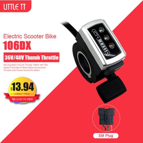 EBike WUXING 106DX 36V 48V High Quality Thumb Throttle For Electric Bicycle Parts With ON-OFF Switch Accelerator Thumb Throttle