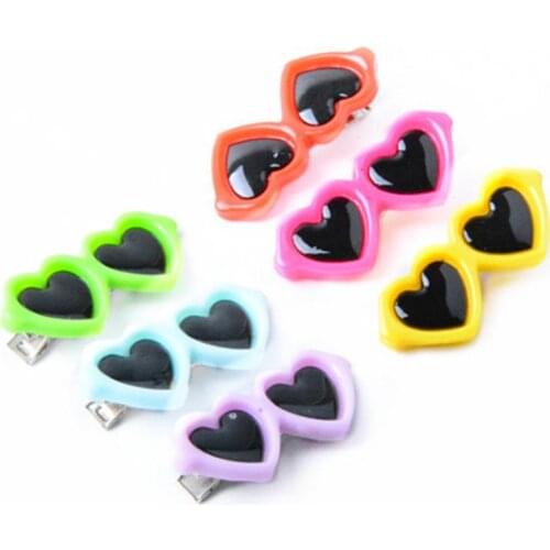 Pet Hair Clip Heart Glasses Design Dog Hair Barrette Hairpins For Dogs Cats Pet Grooming Hair Clip Accessories Chihuahua Yorkies