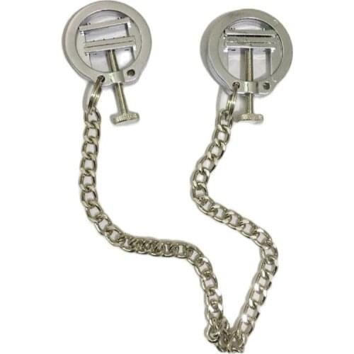 Female Slave Bondage Metal Spur Nipple Press Clamps With Metal Chains Breast Pressing Tits Torture Toys SM Sex Products