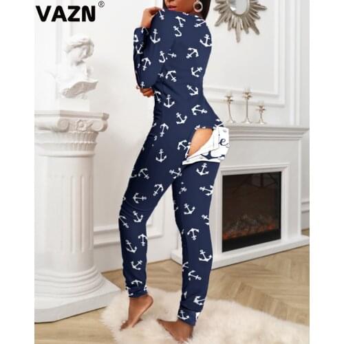VAZN Hot Office Lady Bandage Women Full Sleeve Party Fashion Mujer Print Jumpsuits Full Pant Rompers