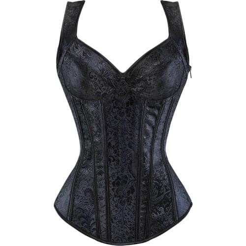 Gothic Overbust Corset Vest Womens Shaperwear Bustiers Corset Burlesque Corset Lingerie Top Steampunk Clothing Corsage for Girls