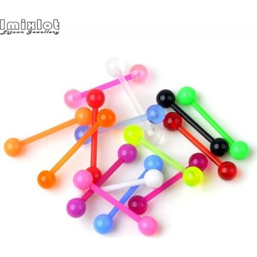 10/20/30/50PCS Flexible UV Silicone Tongue Piercing Stud Colorful Nipple Bar Ring Barbell Piercing Body Jewelry For Women
