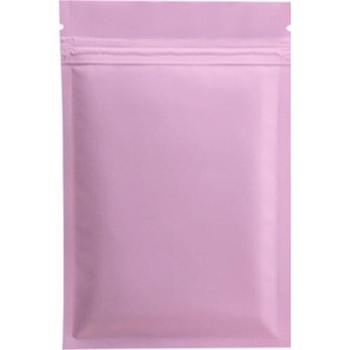 100PCS Matte Pink Heat Seal Big Aluminum Foil Mylar Ziplock Pouches Food Powder Storage Thick Tear Notch Zip Lock Flat Pouches