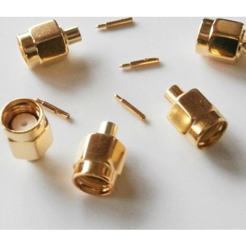 10X Pcs High-quality RF Connector SMA Male Solder For Semi-Rigid RG405 0.086" Cable Coax Jack Brass GOLD Plated Straight