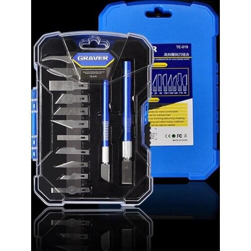 15in1 Mobile Phone PCB CPU DIY Repair Tools Set Engraving Knife Blades Metal Wood Carving Knife Non-slip Scalpel Surgical Craft