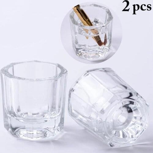 2PCS Kapmore Nail Art Dappen Dish Cup Mini Glass Nail Liquid Cup Crystal Nail Powder Cup Acrylic Powder Liquid Nail Cup