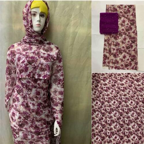 2020 High quality swiss voile cotton african lace fabric printed fabric for womens dress sewing material 5+2 Yards. L78207