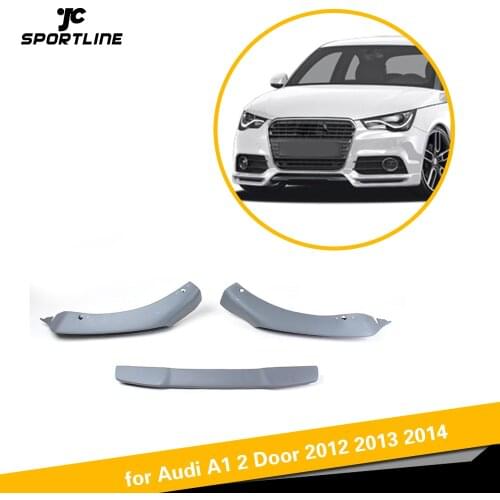 3PCS/SET PU Unpainted Front Bumper Lip Splitters Cupwings Flaps for Audi A1 2 Door 2012 2013 2014
