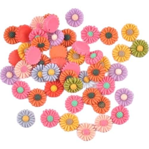 14mm 30pcs Mixed color Flat Back Planar flower Resin beads Scrapbook Craft DIY phone decor Headwear accessories No Hole cp3147-4