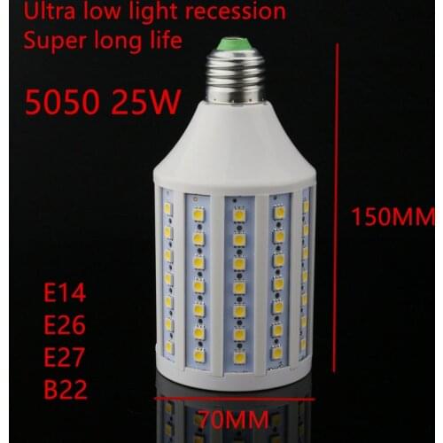 5pcs/lot High brightness Super long life LED Bulb SMD 5050 E27 E14 E26 LED bulb 220V/AC LED lamp 100leds 25W 5050 Corn Light