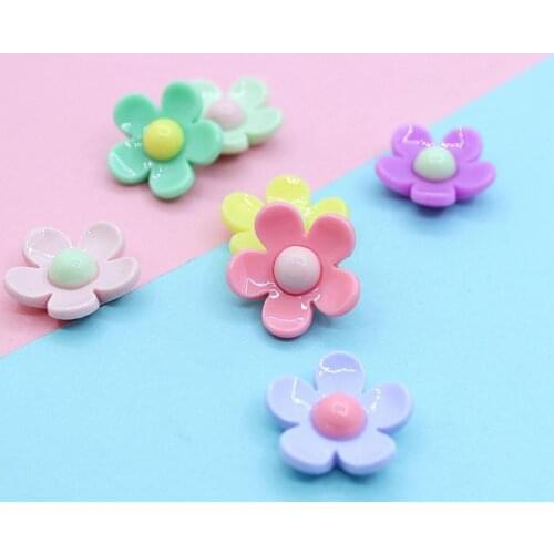 5Pcs Simulation Dollhouse Decor Resin Miniature Five Petal Flower Ornament for Mobile Phone Case DIY Material Accessories