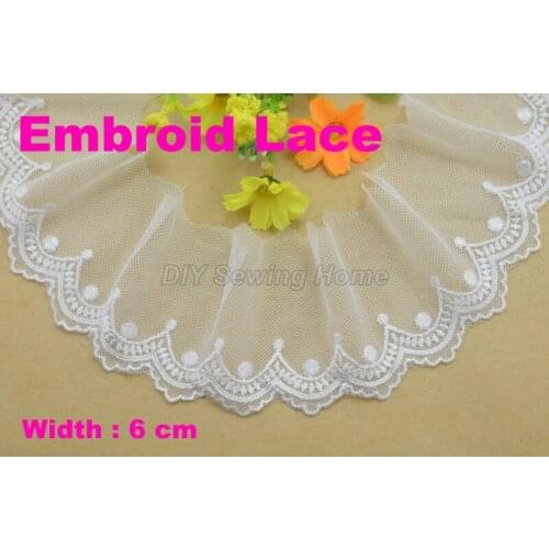 6cm width embroid lace sewing ribbon guipure trim or fabric warp knitting DIY Garment Accessories free shipping#3291