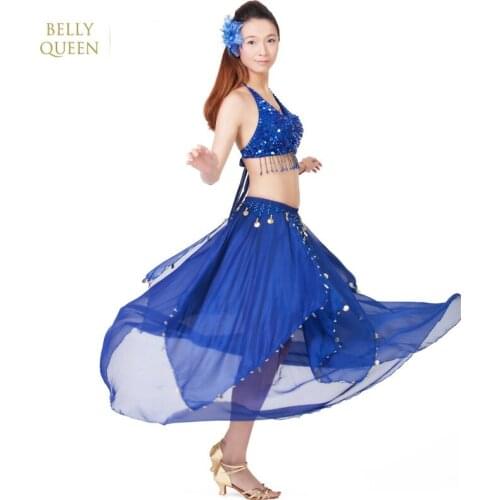 BELLYQUEEN 2Pcs/Set 15 Colors Stage Performance Oriental Belly Dancing Clothes Indian Dress Bellydance Dress Practice Costumes