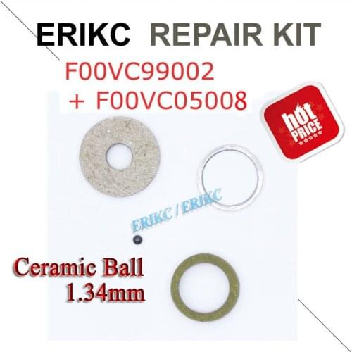 ERIKC F00VC99002+F00VC05008 Common Rail Diesel Small Ceramic Ball Repair Kit F 00V C05 008 Fuel Injector Kits Diameter 1.34mm