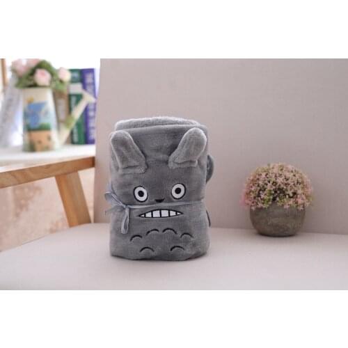 Grey Totoro Flannel Blanket Office Napping Air Conditioning Kids Anime Throw Blanket Cartoon Animal 100x80cm Size Gifts