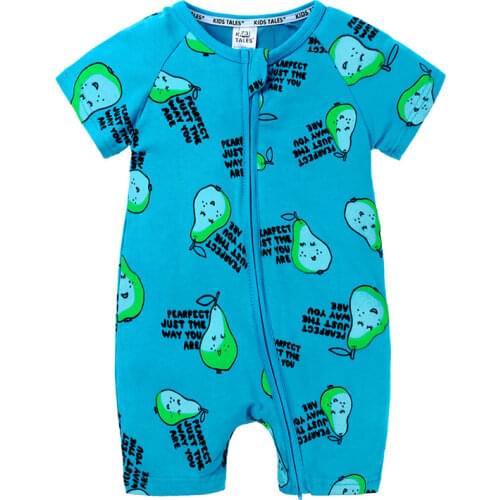 Cartoon Newborn Baby Rompers Soft Cotton Shorts Sleeve Zipper Infant Boys Rompers Summer Infant Clothing 3-24 Months