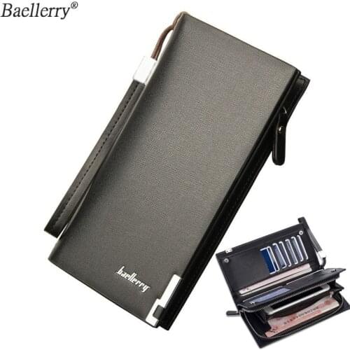 Baellerry Zipper Wallet Male Card Holder 2019 Men Purses Clutches Fashion Man Wallets Long Leather With Coin Pocket Organizer