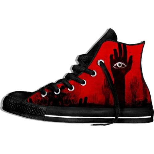 Eyes red palm hands arms Novelty Design Fashion Lightweight High Top Canvas Shoes Men Women Casual Breathable Sneakers
