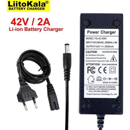 Wholesale 1-20PCS Liitokala 36V battery charger output 42V 2A input 100-240VAC lithium ion charger for 10S 36V electric bicycle