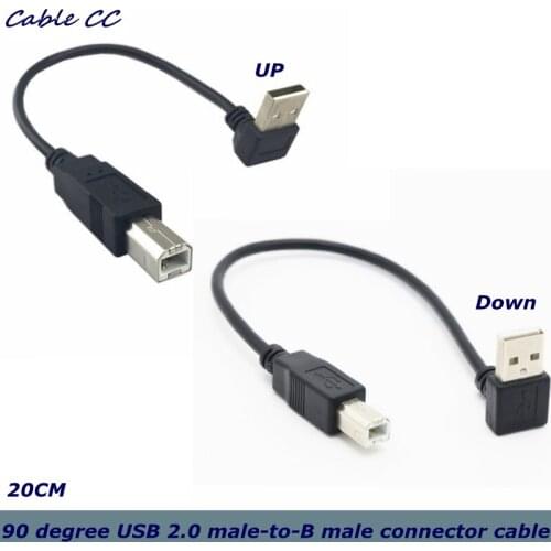 The best quality 20cm angled 90 degree USB 2.0 male-to-B male connector cable for printer scanner hard disk up and down