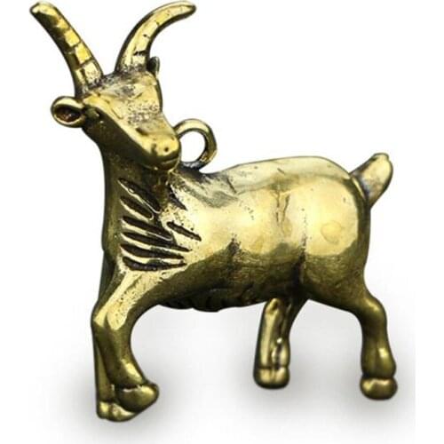 Casting Metal Cute Goat Ornaments Gifts 3D Figurine Mini Animal Collect Home Office Room Desktop Decoration Sculpture