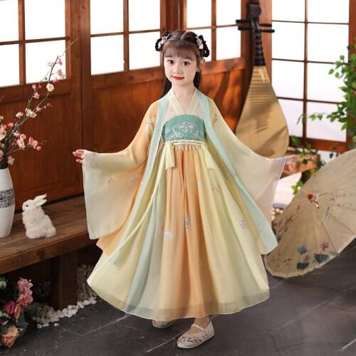 Cute Girls' Fairy Dress New Year Gift Kids Party Clothes Costume Children Chinese Long Sleeve Hanfu New Year Dress Cosplay