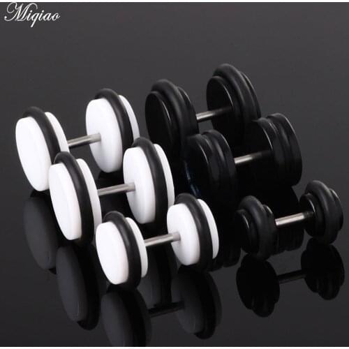 Miqiao 1 Pcs Body Piercing Explosion Earrings Barbell Dumbbell Round Ear Pinna European and American Popular Jewelry