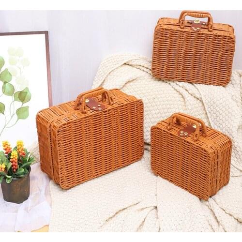 Handmade Multifunctional Picnic Camping Woven Luggage Basket for Home